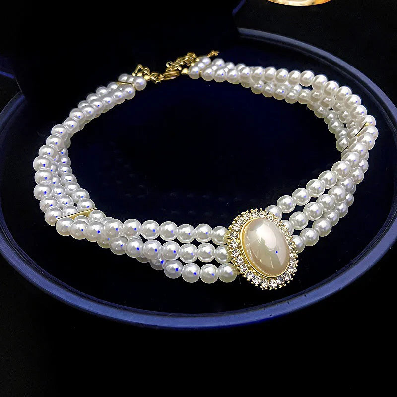Pearl-Style Zircon Pendant Necklace