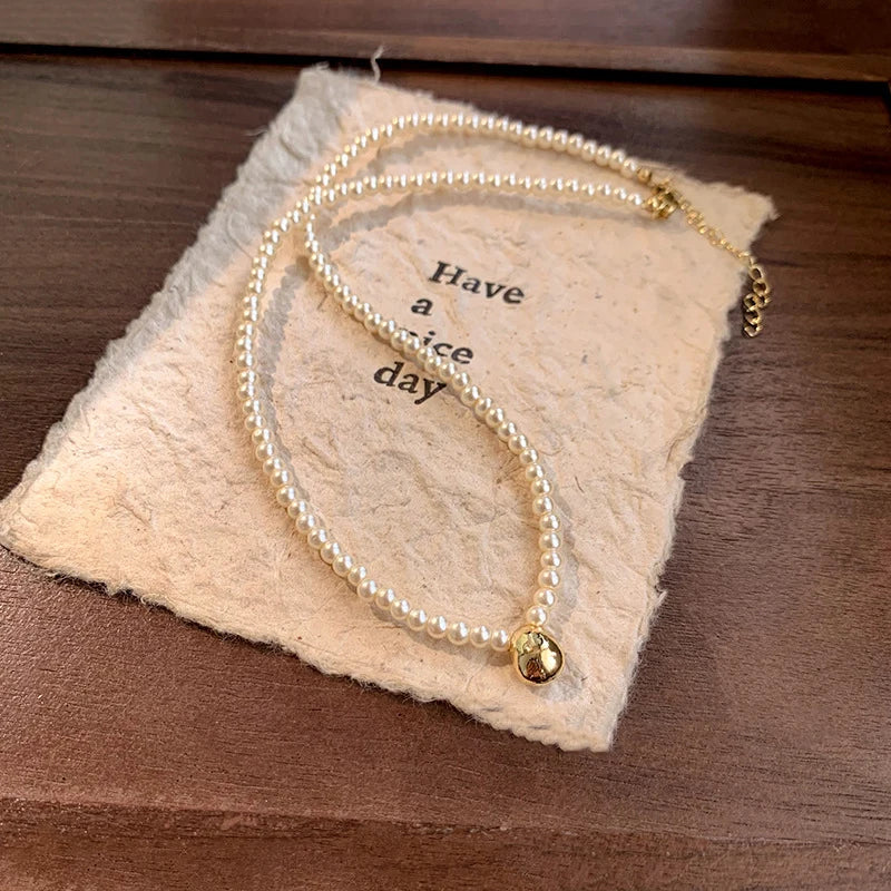 Pearl-Style Zircon Pendant Necklace