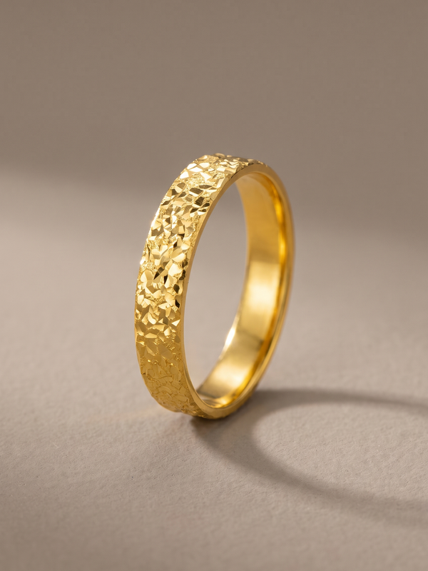 Star-Cut Textured Gold-Tone Band Ring