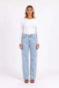 Wide straight-leg jeans in Sky Blue — front